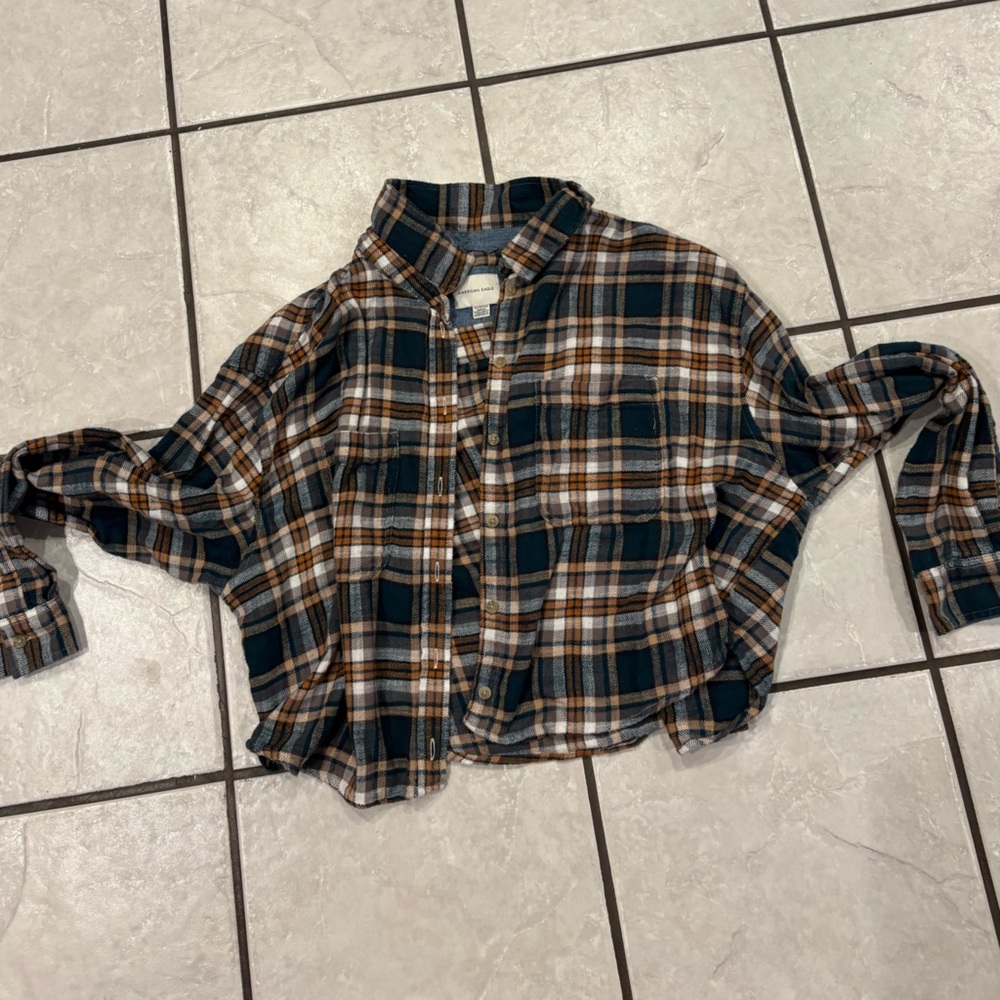 American Eagle Outfitters Plaid Shirt - Blue and Brown